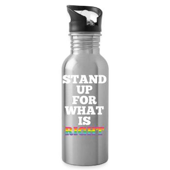 Pride Month LGBTQ - Stand Up For What is Right - Water bottle with straw - silver - Right