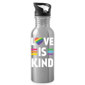 Pride Month LGBT - Liebe ist nett - Trinkflasche mit integriertem Trinkhalm - Lightsilver - Rechts