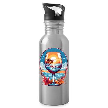 Beach wine glass - Water bottle with straw - silver - Right