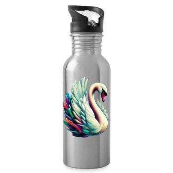 Cygne - Gourde avec paille intégrée - argent clair - Droite