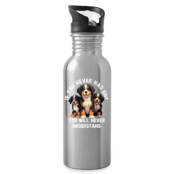 Berner Sennenhund - Trinkflasche mit integriertem Trinkhalm - Lightsilver - Rechts