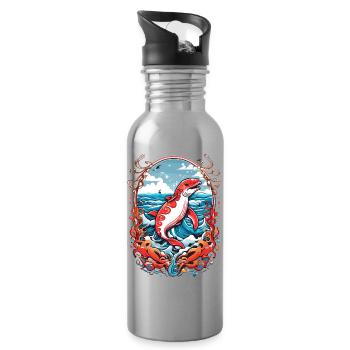 Créatures marines - Gourde avec paille intégrée - argent clair - Droite