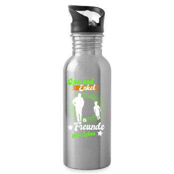 Opa und Enkel Freunde - Trinkflasche mit integriertem Trinkhalm - Lightsilver - Rechts