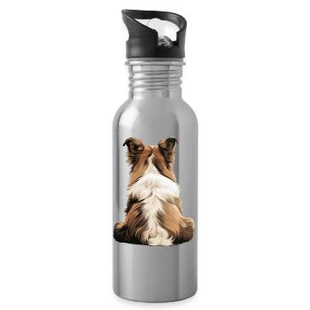 Chien de berger Shetland - Gourde avec paille intégrée - argent clair - Droite