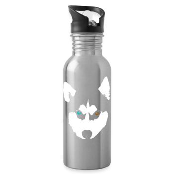 Husky Hund Siberian Husky - Trinkflasche mit integriertem Trinkhalm - Lightsilver - Rechts