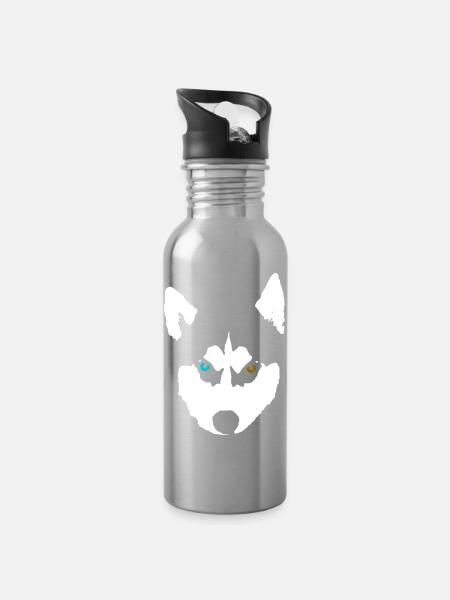 Husky Dog Siberian Husky - Water bottle with straw - silver