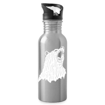 Angry Polar Bear - Water bottle with straw - silver - Right