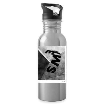Schwarzweiß Perspektive Typografie - Trinkflasche mit integriertem Trinkhalm - Lightsilver - Rechts