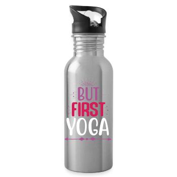 Aber zuerst Yoga - Trinkflasche mit integriertem Trinkhalm - Lightsilver - Rechts