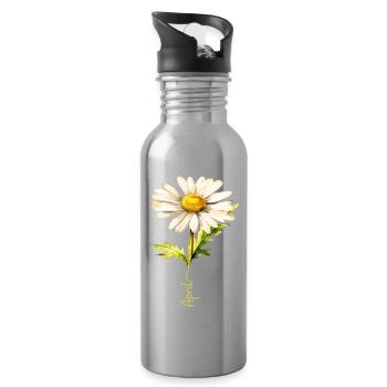 Marguerite printanière avec lettrage d’avril - Gourde avec paille intégrée - argent clair - Droite