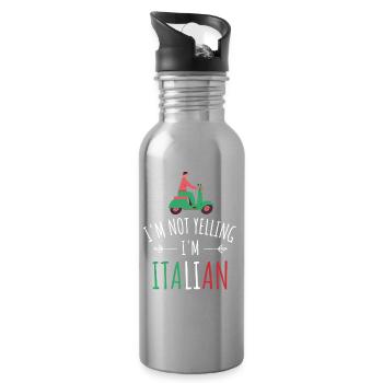 Je suis italien - Gourde avec paille intégrée - argent clair - Droite