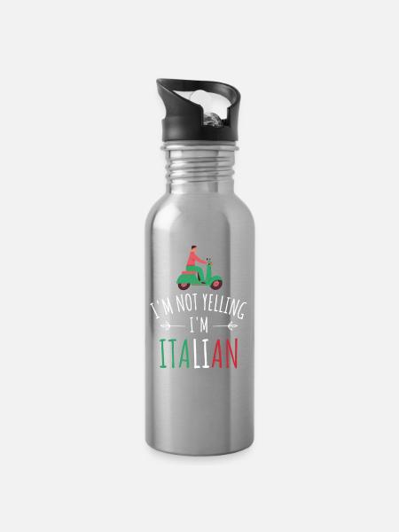 I'm Italian - Trinkflasche mit integriertem Trinkhalm - Lightsilver