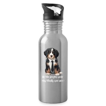 Berner Sennenhund - Trinkflasche mit integriertem Trinkhalm - Lightsilver - Rechts