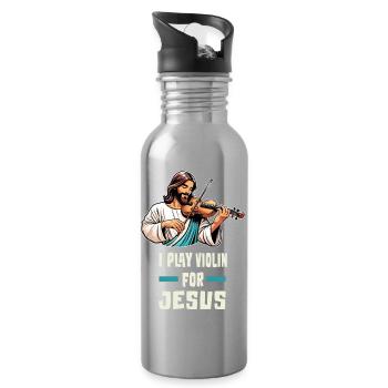 Je joue du violon pour Jésus - Gourde avec paille intégrée - argent clair - Droite