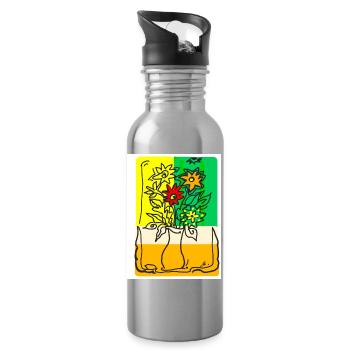 EC Flowers I Holiday I Gift I Summer I Mother's Day - Water bottle with straw - silver - Right