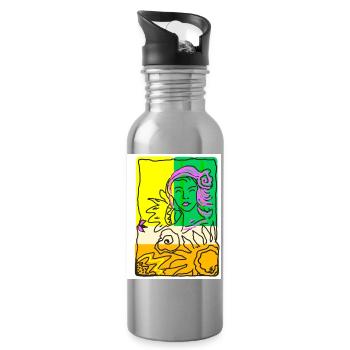 EC Woman I Pink I Gift I Mother's Day I Holiday - Water bottle with straw - silver - Right