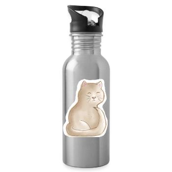chaton fatigué - Gourde avec paille intégrée - argent clair - Droite