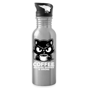 Murder is wrong (dark) - Water bottle with straw - silver - Right
