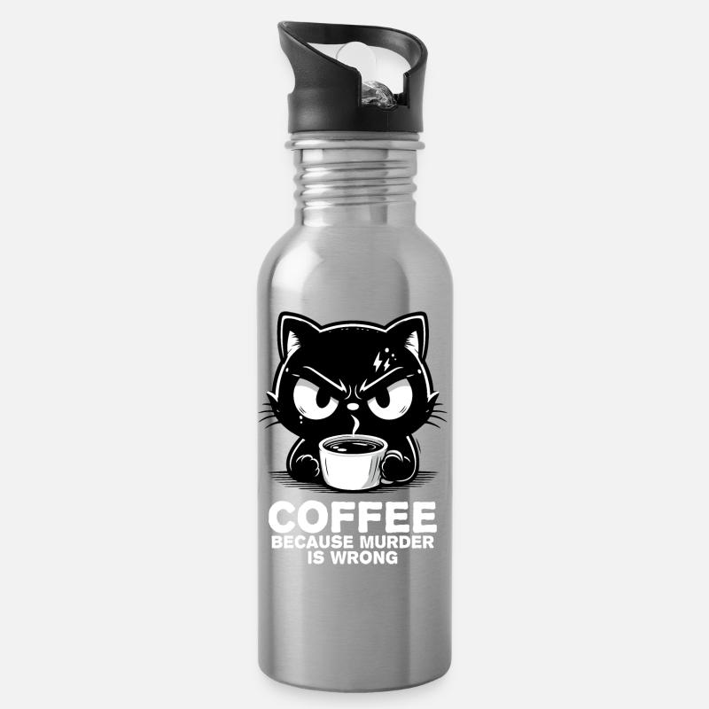 Mord ist falsch (dunkel) - Trinkflasche mit integriertem Trinkhalm - Lightsilver