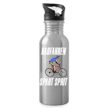 Elektrische Energie Fahrrad Tanken Statement Strom - Trinkflasche mit integriertem Trinkhalm - Lightsilver - Rechts