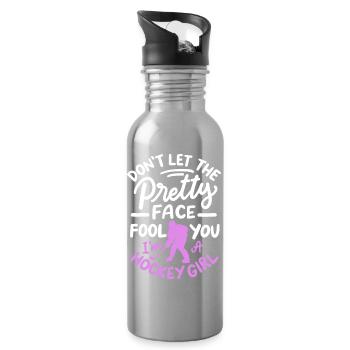 Hockey Mädchen Eishockeyspielerin - Trinkflasche mit integriertem Trinkhalm - Lightsilver - Rechts