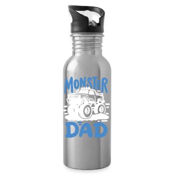 Monster Truck Papa Vatertag - Trinkflasche mit integriertem Trinkhalm - Lightsilver - Rechts