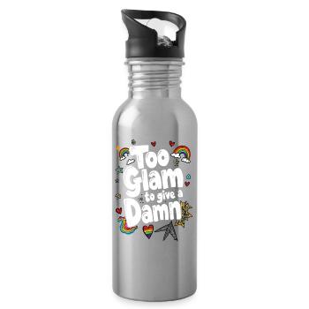 TOO GLAM TO GIVE A DAMN - Water bottle with straw - silver - Right