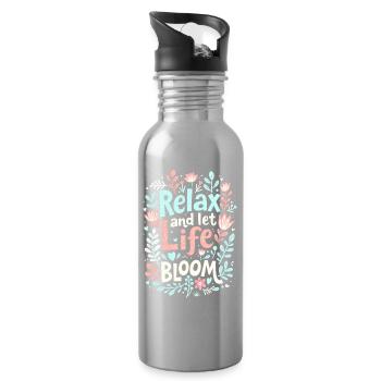 ENTSPANNEN SIE SICH UND LASSEN SIE DAS LEBEN ERBLÜHEN - Trinkflasche mit integriertem Trinkhalm - Lightsilver - Rechts