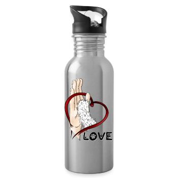 Pfotenliebe - weißes Pfötchen - Trinkflasche mit integriertem Trinkhalm - Lightsilver - Rechts