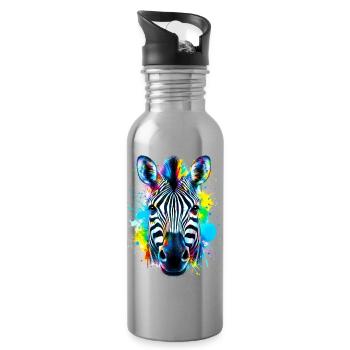 Zebra - Water bottle with straw - silver - Right