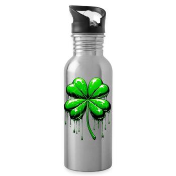 Four-leaf clover - Water bottle with straw - silver - Right