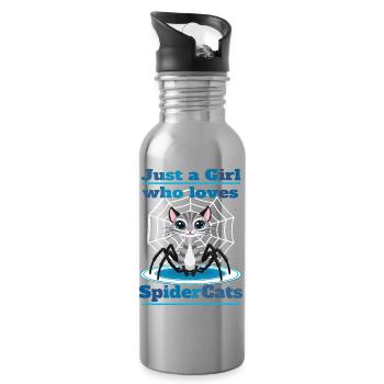Süße Spinnen Katze - Trinkflasche mit integriertem Trinkhalm - Lightsilver - Rechts