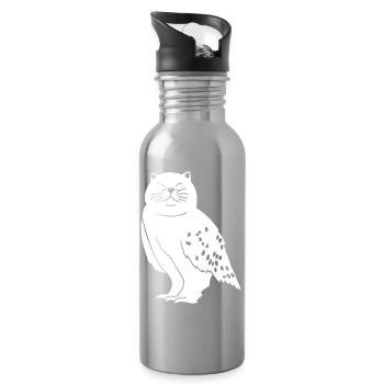 Chat chouette - Gourde avec paille intégrée - argent clair - Droite