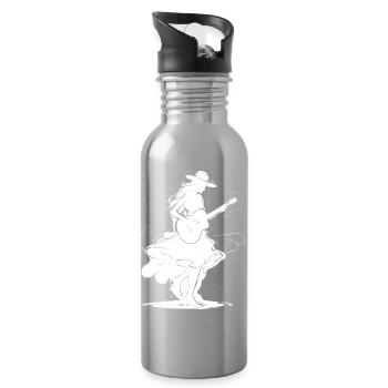 Guitar Girl - Water bottle with straw - silver - Right