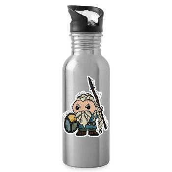 Wikinger | Krieger | Zwerg - Trinkflasche mit integriertem Trinkhalm - Lightsilver - Rechts