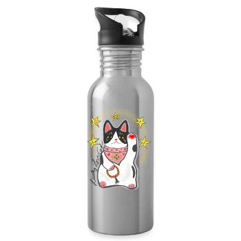 LUCKY LOVE CAT 2025 - Trinkflasche mit integriertem Trinkhalm - Lightsilver - Rechts