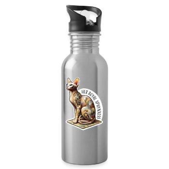 Sphynxess, Chat Spynx Artistique - Gourde avec paille intégrée - argent clair - Droite