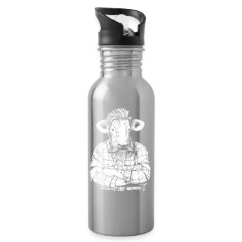 Mister Beef (weiße Version) - Trinkflasche mit integriertem Trinkhalm - Lightsilver - Rechts