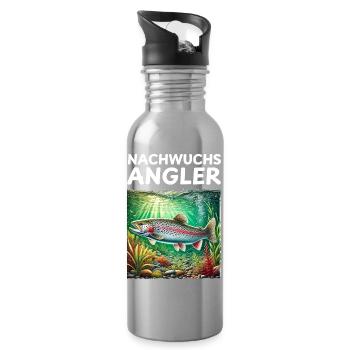 Cadeau de pêcheur pour enfants Trout - Gourde avec paille intégrée - argent clair - Droite