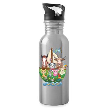 Noahs Arche - Trinkflasche mit integriertem Trinkhalm - Lightsilver - Rechts