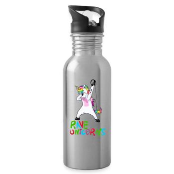 Rave Unicorns I Love Armin - Trinkflasche mit integriertem Trinkhalm - Lightsilver - Rechts