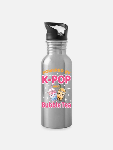 K-Pop et Bubble Tea Corée - Gourde avec paille intégrée - argent clair