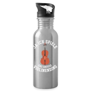 Cello - Ja ich spiele das grosse Violinending - Trinkflasche mit integriertem Trinkhalm - Lightsilver - Rechts