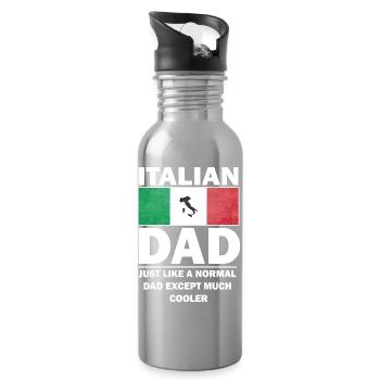 Papa aus Italien - Trinkflasche mit integriertem Trinkhalm - Lightsilver - Rechts
