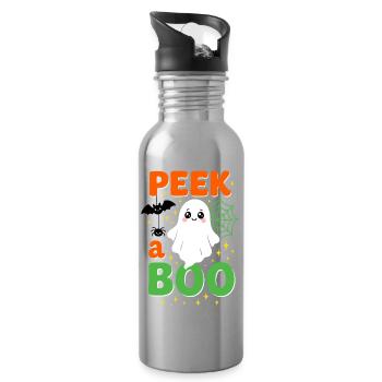 Spooky Halloween Billboard - Water bottle with straw - silver - Right