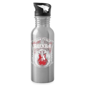 Inspirierende Geburtstags-Rockgitarre - Trinkflasche mit integriertem Trinkhalm - Lightsilver - Rechts