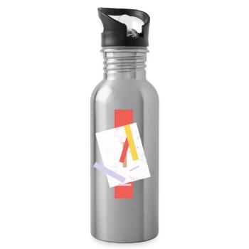 Abstraktes Farbenspiel auf Druck - Trinkflasche mit integriertem Trinkhalm - Lightsilver - Rechts