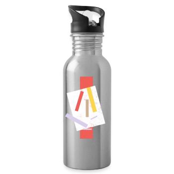 Abstract color splash art design - Water bottle with straw - silver - Right