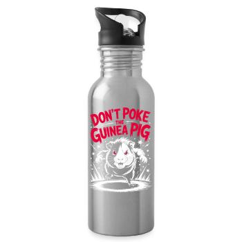 Bissiges Meerschweinchen mit lustigem Spruch - Trinkflasche mit integriertem Trinkhalm - Lightsilver - Rechts