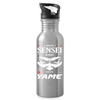 Sensei Böse Blick – Yame Design - Trinkflasche mit integriertem Trinkhalm - Lightsilver - Rechts